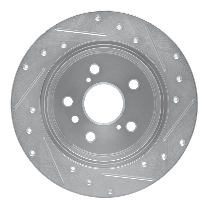 Lexus ES350 Brake Rotor (1) - Rear Left - R1 Concepts - Drilled & Slotted - Silver - `07-`12